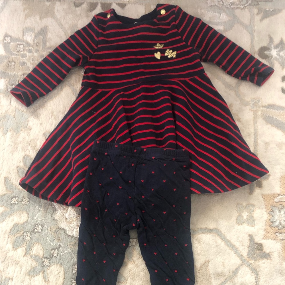 Petit Bateau Baby Girl dress, 18 months, Black,Red